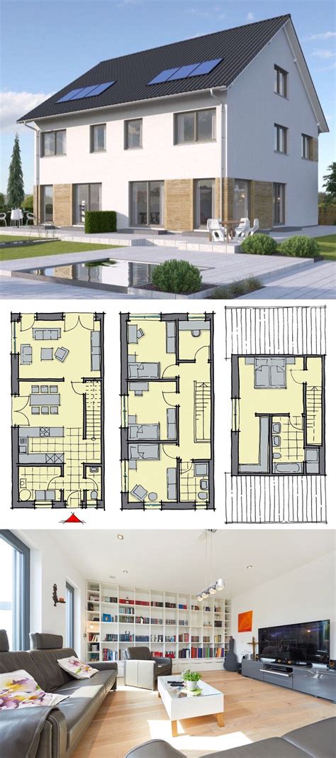 Modernes Doppelhaus Als Fertighaus Schl Sselfertig Mit Satteldach