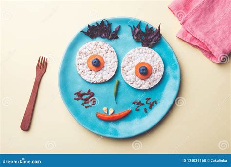 Funny Smiling Food Face Made Of Fresh Colorful Vegetables And Bread