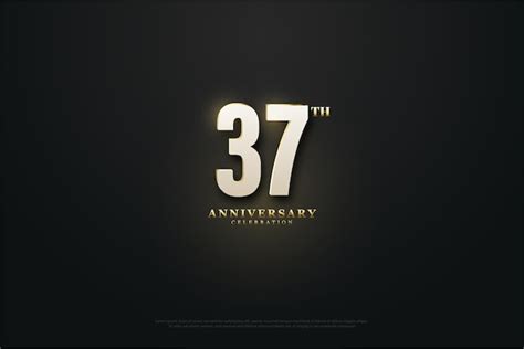 37 aniversario con un pequeño efecto de luz. | Vector Premium