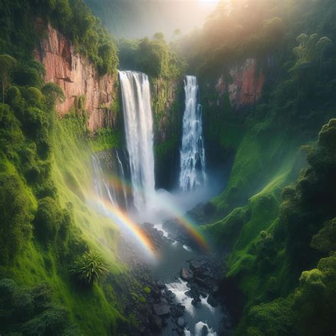 Premium Photo | Peaceful Waterfall Landscape