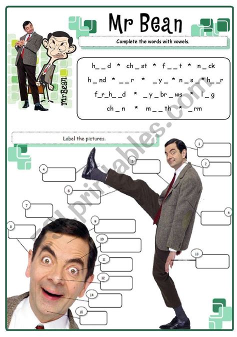 Body Parts Based On A Famous Tv Character Mr Bean Describing