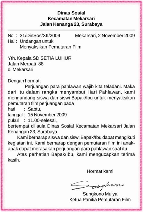 Contoh Penulisan Surat Undangan Yang Benar Menulis Surat Dinas Dengan