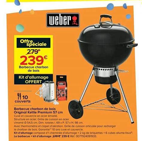 Promo Barbecue Charbon De Bois Original Kettle Premium Cm Weber Chez