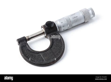 Old Soviet micrometer isolated on white background Stock Photo - Alamy