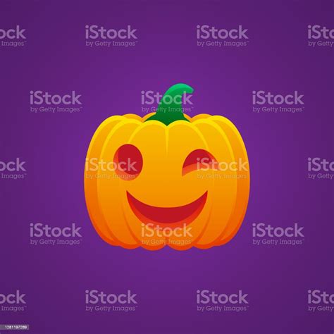 Halloween Jack O Lantern Pumpkin Expression Winking Emoticon Vector