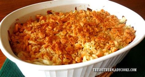 Cabbage Casserole With Cheese And Topped With Buttered Ritz Crackers