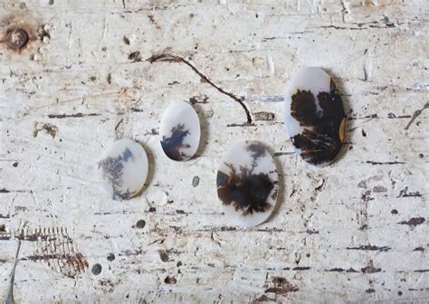 Dendritic Agate Cabochons Lot Set Of Dendritic Agate Cabochons
