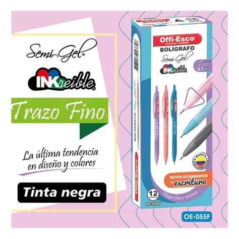 Bolígrafo Semigel Retráctil Pastel Oe 055f X12 Und Offiesco Cuotas