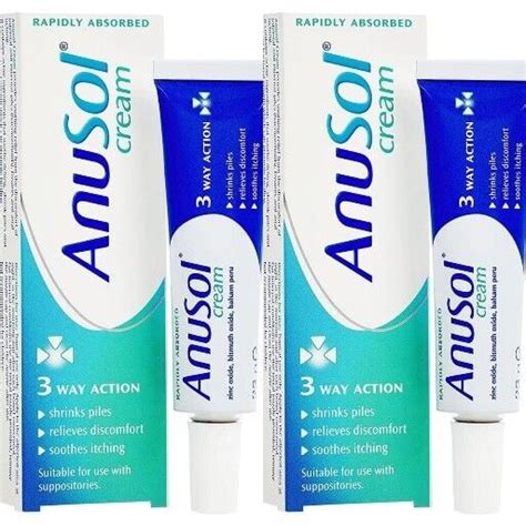 2 X Anusol Cream Haemorrhoid Relieves Itching Shrinks Piles 3 Way