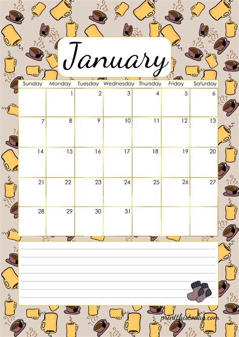 Cute Printable January Calendar Dniren Maritsa