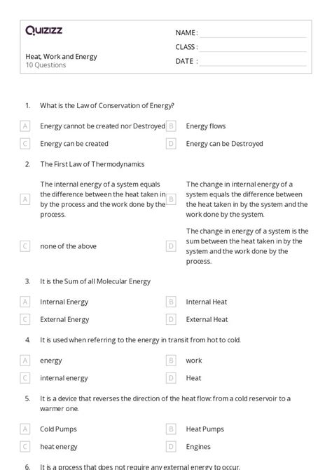 Printable Work And Energy Worksheets For Year 9 Quizizz