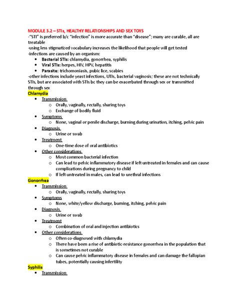 333 Midterm 2 Lecture Notes Module 3 Stis Healthy Relationships