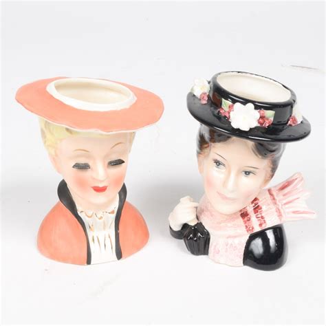 1940s And 1950s Porcelain Lady Head Vases Featuring Mary Poppins Ebth