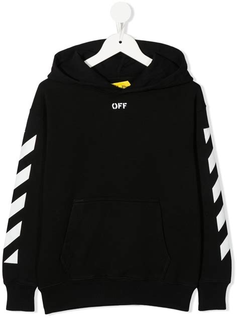 Off White Kids Off Stamp Cotton Hoodie Black Farfetch Mt