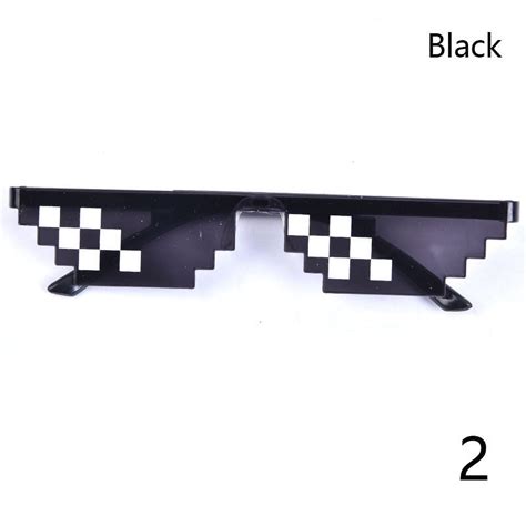 Black 2 Thug Life Attitude Sunglasses 8 Bit Pixel Deal With It Unisex Glass Eyewear New