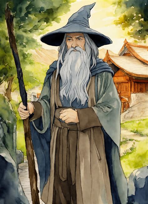 Lexica Gandalf With From LOTR With Grey Robes And Hat In Naruto Anime