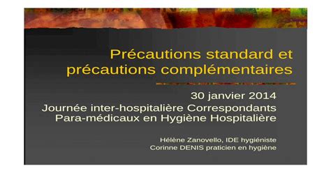 Pdf Précautions Standard Et Précautions Complémentaires · Précautions