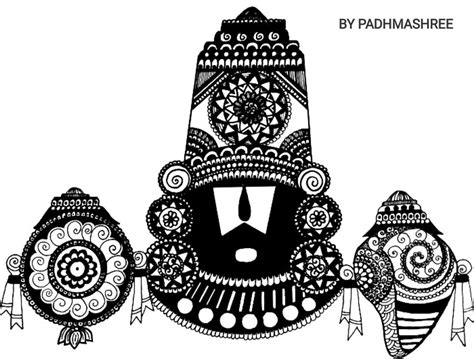 Lord Vishnu Tirupati Balaji Drawing By Padhmashree Sathyanarayananan