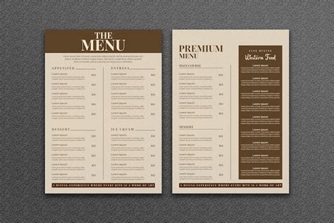 Modèle De Menu De Restaurant Psd Premium