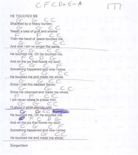 He Touched Me Gaither Guitar Chord Chart Capo Th Live Version