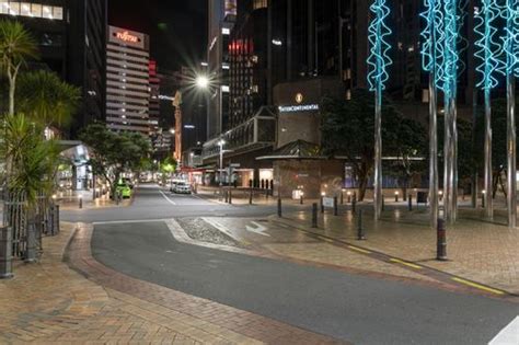 Wellington Cityscape At Night Neon Lights Illuminating The Urban