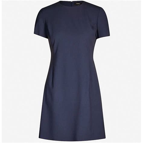 Theory Jatinn Short Sleeve Traceable Wool Suiting Dress Evachic