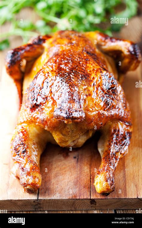 Whole Roasted Chicken Stock Photo Alamy