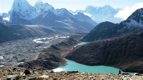 View of the Gokyo Lake and its surroundings from Gokyo Ri (peak ...