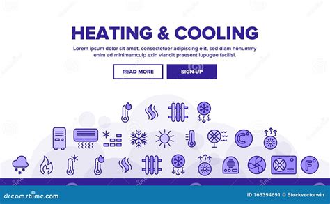 Heating And Cooling System Vector Linear Icons Set Stock Vector