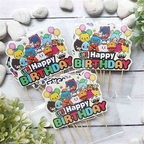 Jual Toca Life World Birthday Cake Topper Cupcake Pudding Hiasan Kue 1