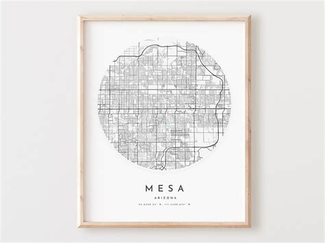 Mesa Map Print Mesa Map Poster City Wall Art Az Road Map Arizona