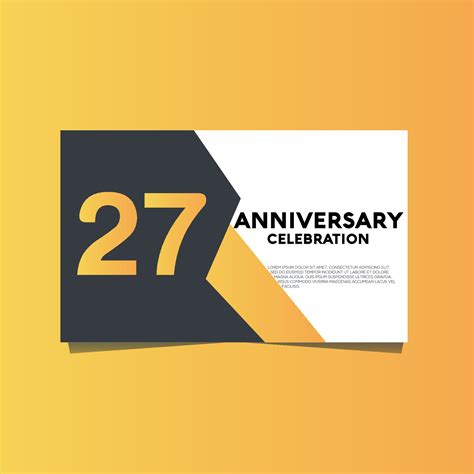 27 years anniversary celebration anniversary celebration template design with yellow color ...