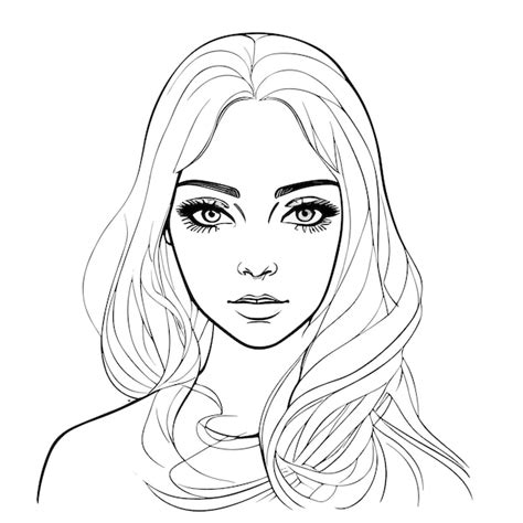 Premium Vector | A black and white line drawing of a woman