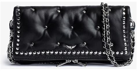 Zadig And Voltaire Rock Rider Studded Leather Clutch In Black Lyst Canada