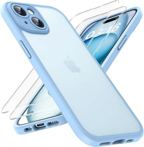 TOCOL 3 en 1 Coque pour iPhone 15 avec 2 Verre Trempé Protection écran