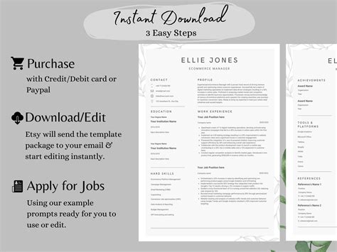 Elegant Resume Template Modern Resume Template Resume Template Canva