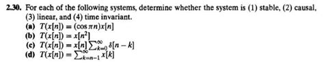 Solved 2 30 For Each Of The Following Systems Determine Chegg