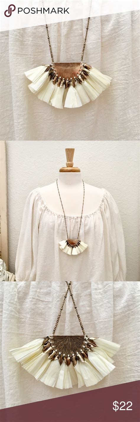 Long Boho Statement Necklace Raffia Burst Pendant Boho Statement