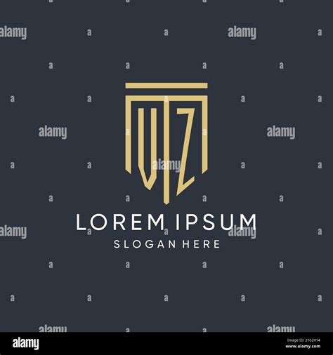 VZ Monogram With Modern And Luxury Shield Shape Design Vector Graphic