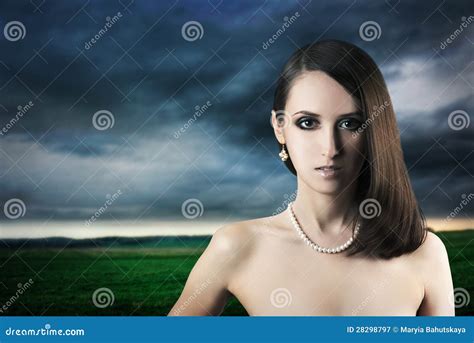 Portrait Of Woman On Dark Background Stock Image Image Of Dark Naked 28298797