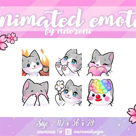 6 Set Animated White Cat Emotes Twitch Emotes Etsy Uk