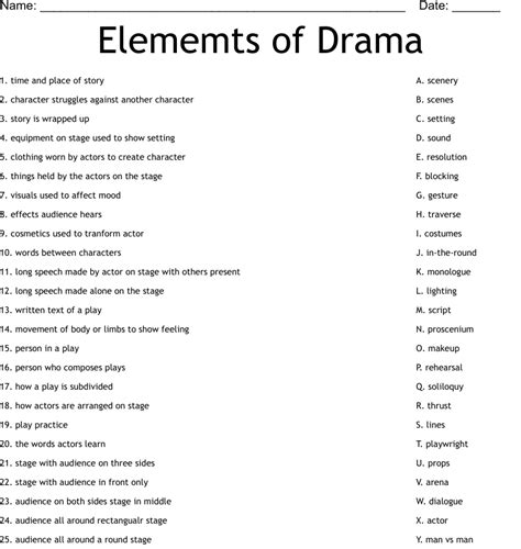 Elements Of Drama Worksheets