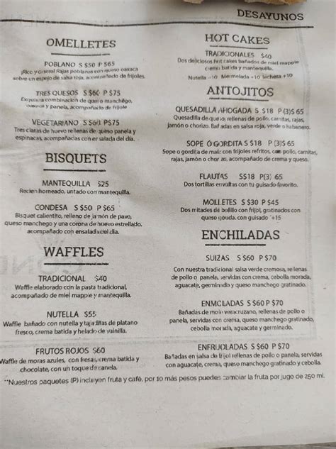 Carta Del Restaurante Condesa Acueducto Morelia