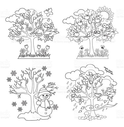 Four Seasons Trees Clipart And Vector With Spring Summer Fall And