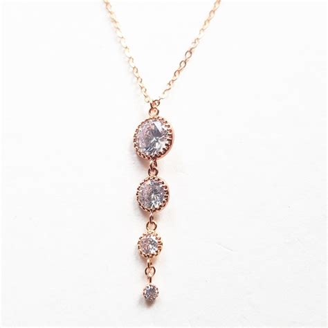 Rose Gold Backdrop Necklace Bridal Backdrop Necklace Back Etsy