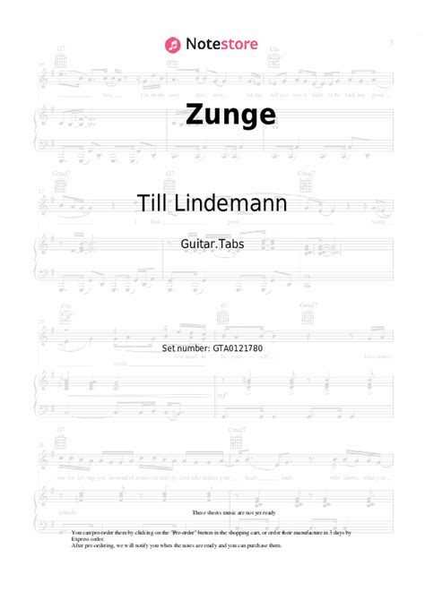 Zunge Tabs Guitar Till Lindemann In Note Store Guitar Tabs Sku