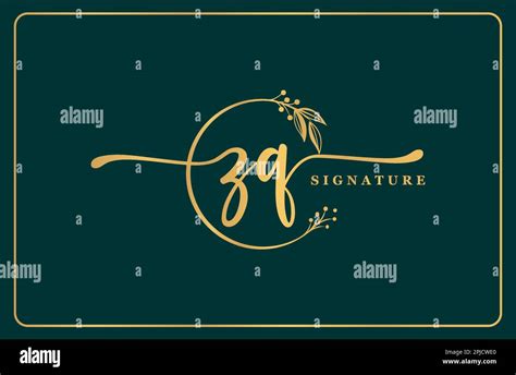 Luxury Signature Initial Zq Logo Design Isolated Leaf And Flower Stock