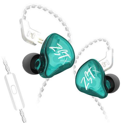 Kz Zst X Hybrid Unit In Ear Earphones With Mic Cyan