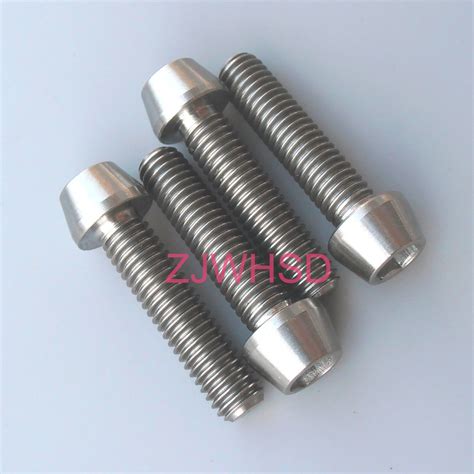 4pcs M6x25 Titanium Ti Screw Bolt Allen Hex Taper Socket Cap Head