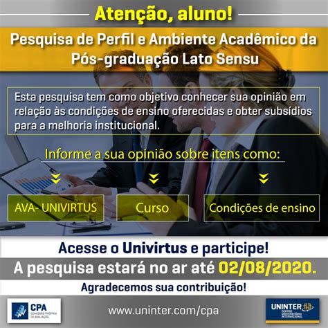 Pesquisa de Perfil e Ambiente Acadêmico da Pós graduação Lato Sensu